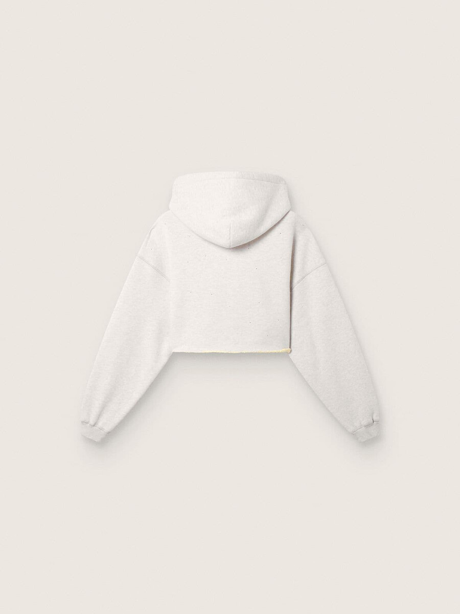 moletom cropped com capuz feminino star em algodão mesclado cinza.
