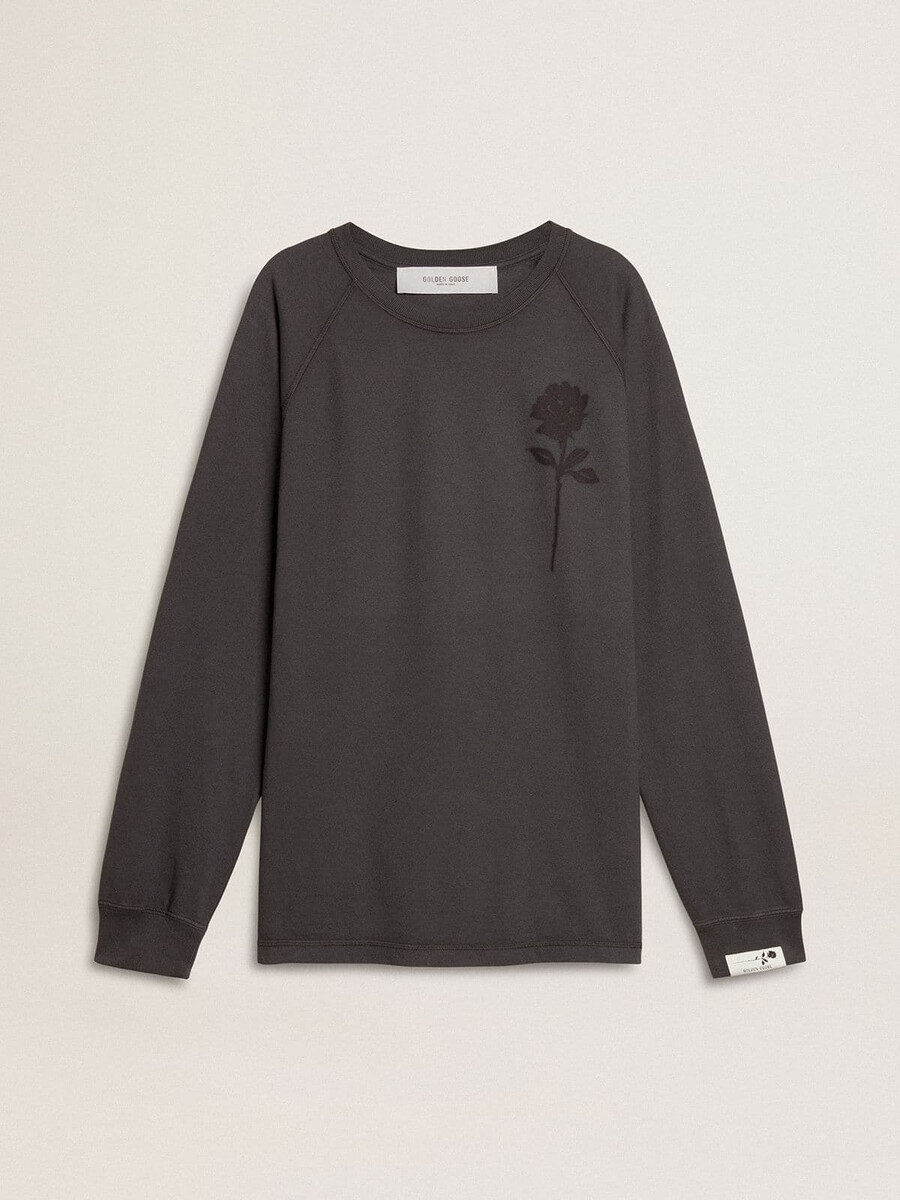 camiseta masculina em algodão cor antracite com estampa no peito.