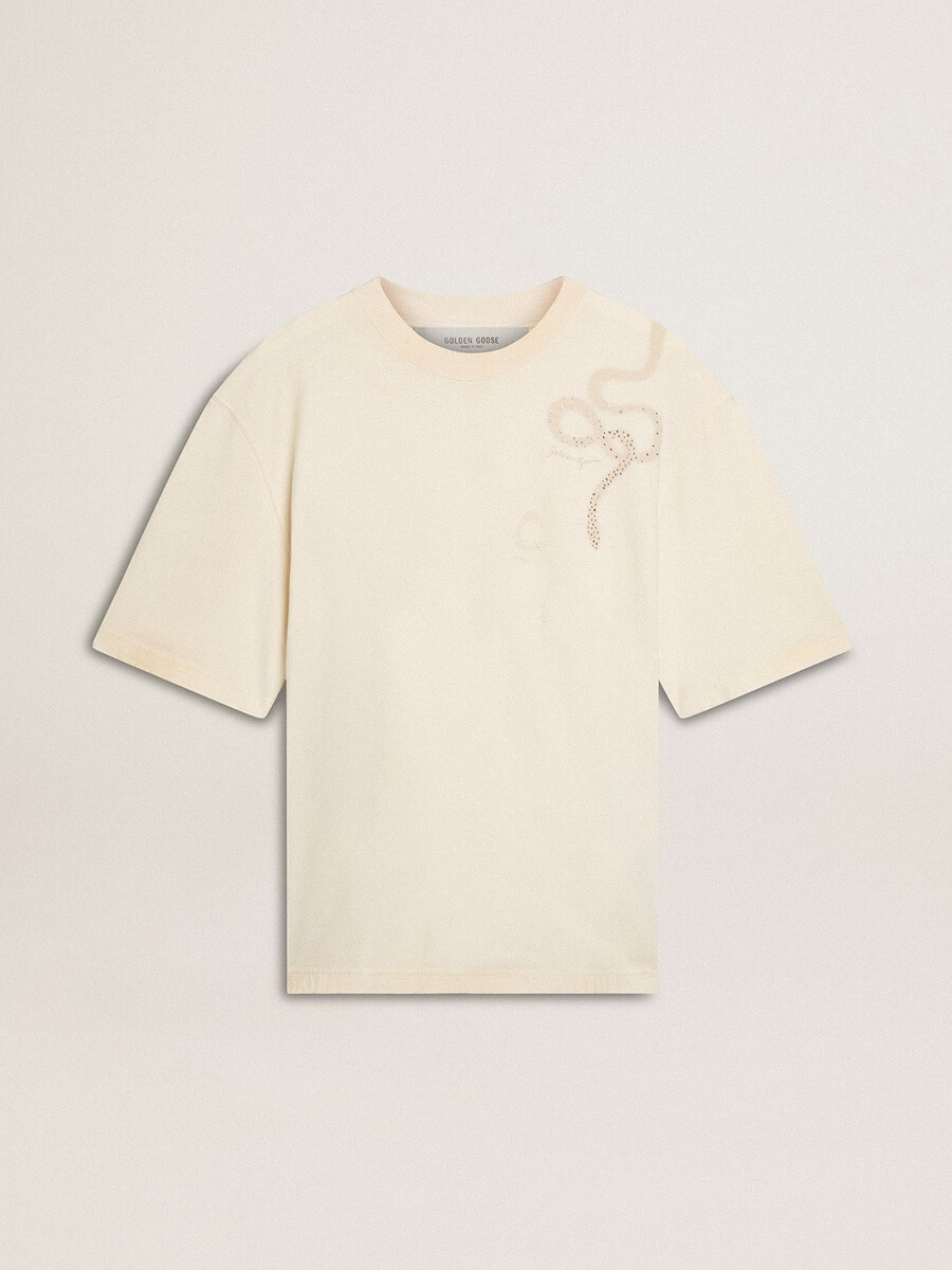 camiseta branca desgastada de corte relaxado para o ano novo chinês